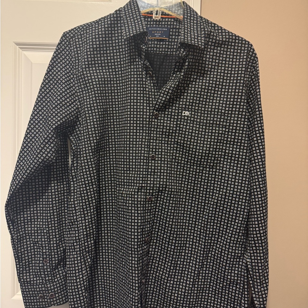 Peter England Sport Black and White Shirt